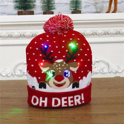🎄 LED Light-Up Knitted Christmas Beanie Hat – 6 Flashing Holiday LEDs with 3 Lighting Modes & Pom-Pom