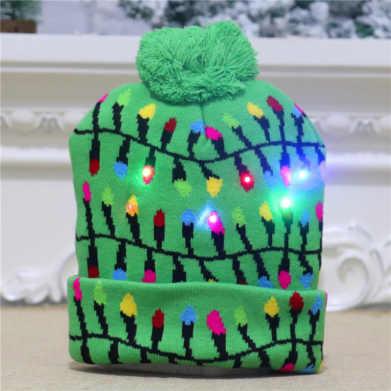 🎄 LED Light-Up Knitted Christmas Beanie Hat – 6 Flashing Holiday LEDs with 3 Lighting Modes & Pom-Pom
