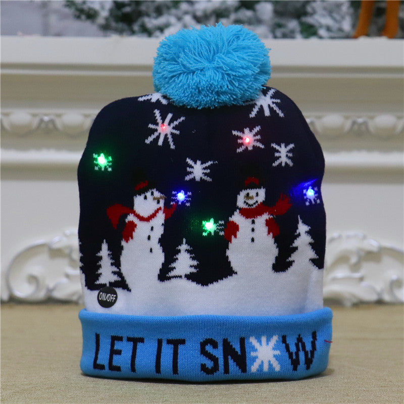 🎄 LED Light-Up Knitted Christmas Beanie Hat – 6 Flashing Holiday LEDs with 3 Lighting Modes & Pom-Pom
