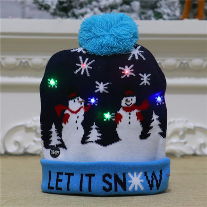🎄 LED Light-Up Knitted Christmas Beanie Hat – 6 Flashing Holiday LEDs with 3 Lighting Modes & Pom-Pom