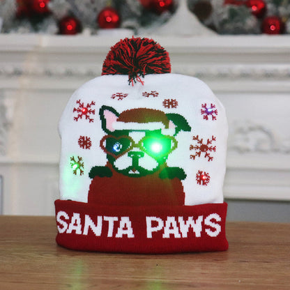 🎄 LED Light-Up Knitted Christmas Beanie Hat – 6 Flashing Holiday LEDs with 3 Lighting Modes & Pom-Pom