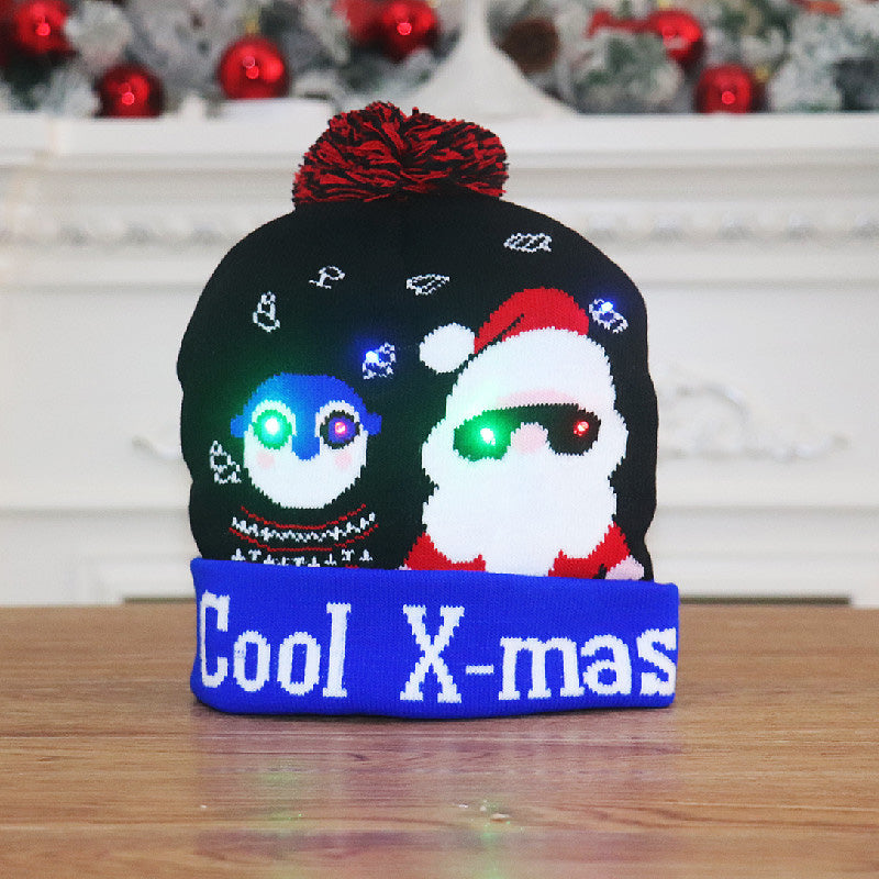 🎄 LED Light-Up Knitted Christmas Beanie Hat – 6 Flashing Holiday LEDs with 3 Lighting Modes & Pom-Pom