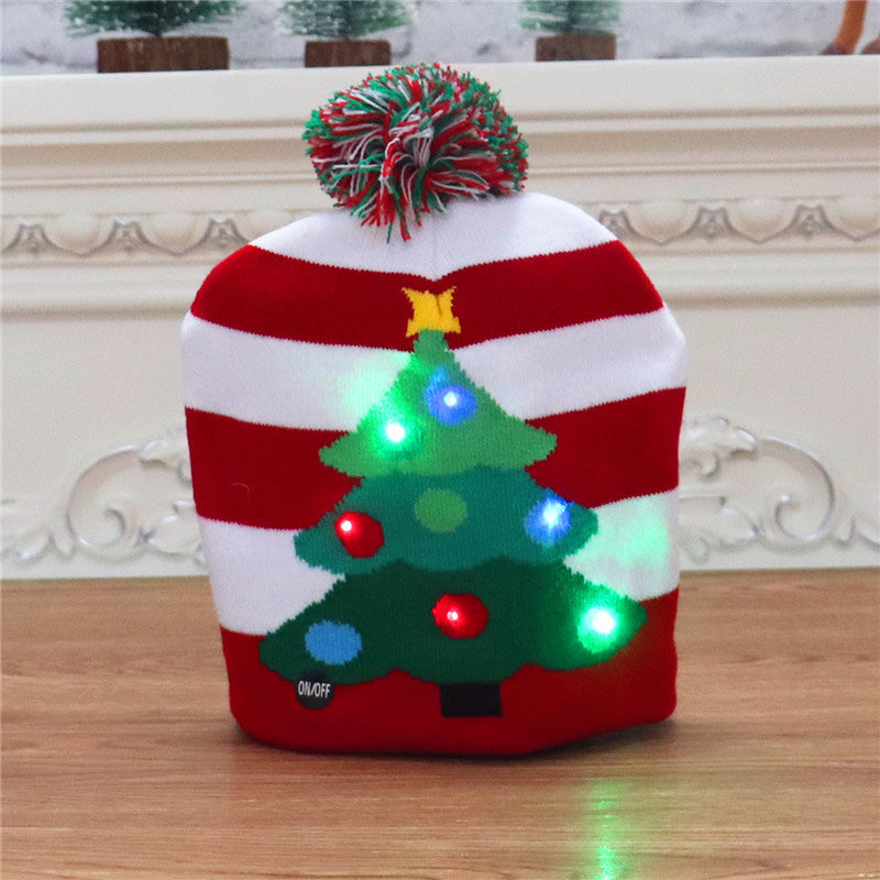 🎄 LED Light-Up Knitted Christmas Beanie Hat – 6 Flashing Holiday LEDs with 3 Lighting Modes & Pom-Pom