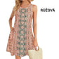 Damska sukienka bez rękawów z nadrukiem i kieszeniami👗