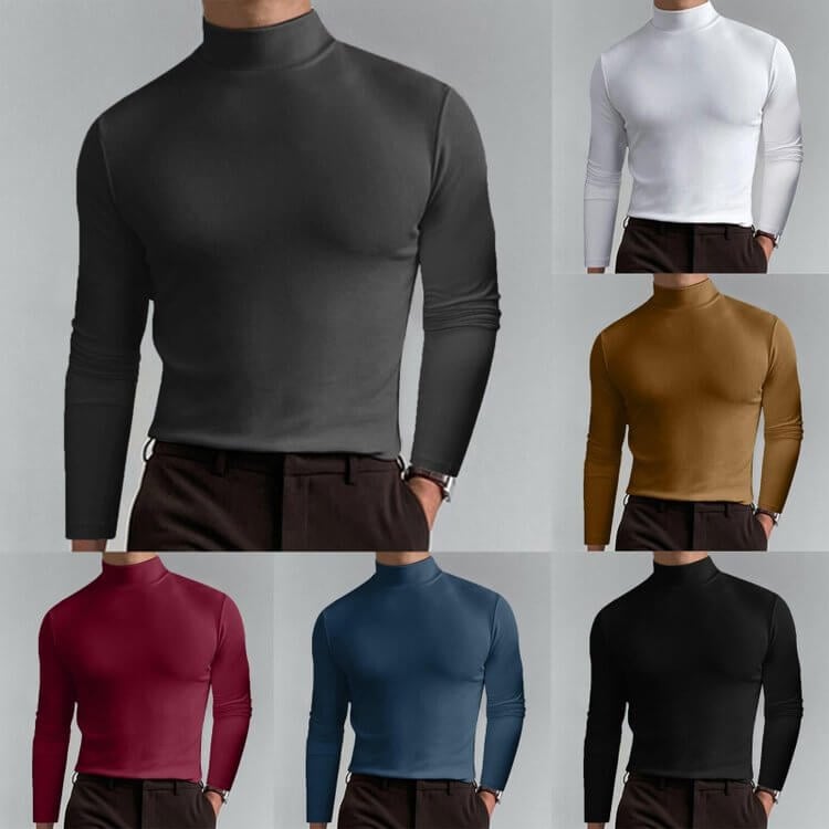 Men's Athletic Slim Fit Mock Neck Long Sleeve Pullover