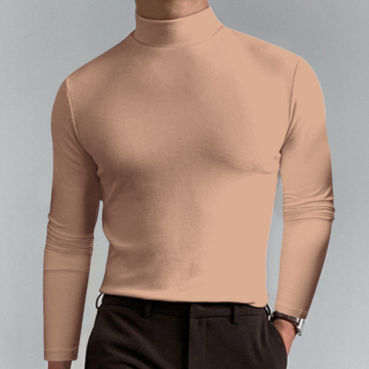 Men's Athletic Slim Fit Mock Neck Long Sleeve Pullover
