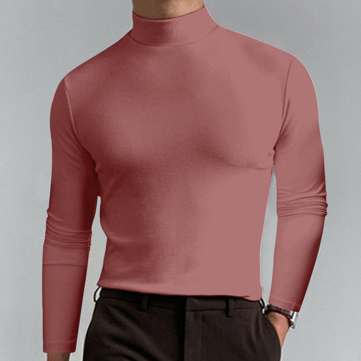 Men's Athletic Slim Fit Mock Neck Long Sleeve Pullover