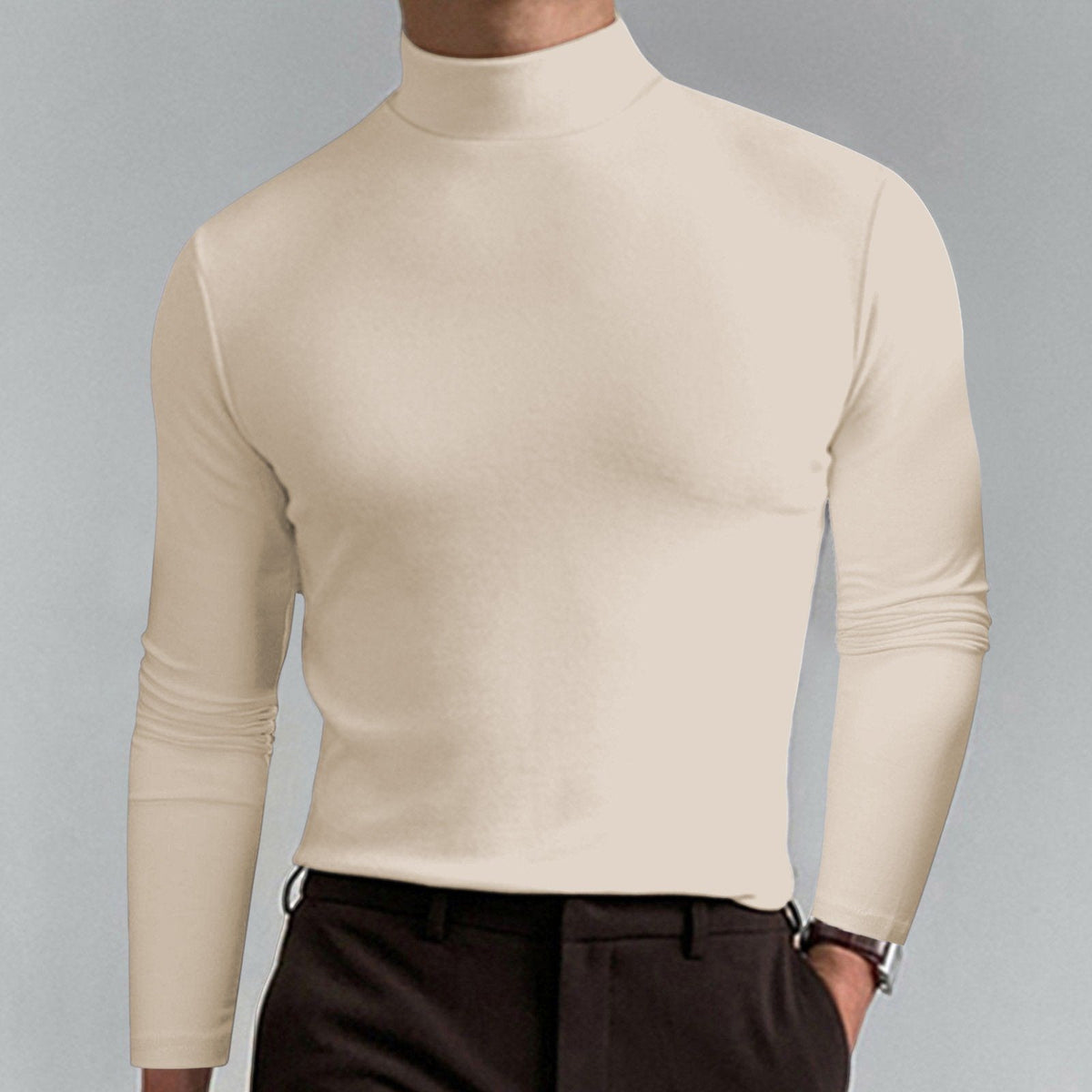Men's Athletic Slim Fit Mock Neck Long Sleeve Pullover