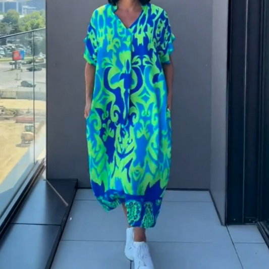 🌿Damska elegancka sukienka z nadrukiem V-Neck