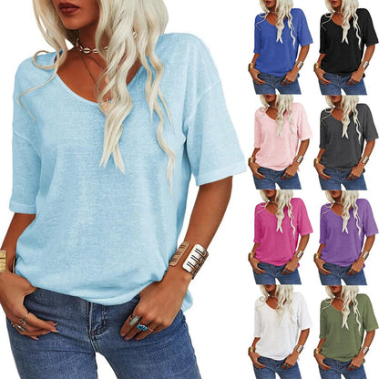 🔥 Bestseller 2026 | Klasyczny T-shirt z dekoltem w serek | Styl bez wysiłku 👗 【-50%】