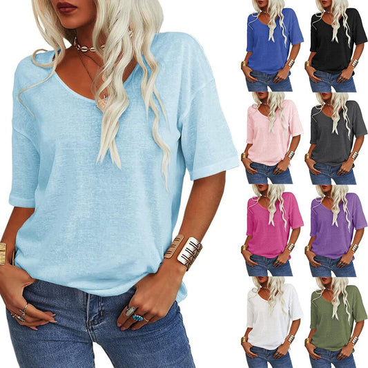 🔥 Bestseller 2026 | Klasyczny T-shirt z dekoltem w serek | Styl bez wysiłku 👗 【-50%】