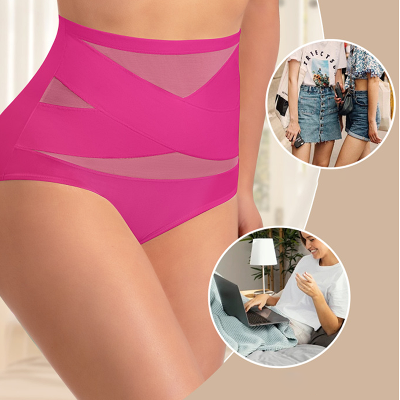 ✨ [Buy 1 Get 2 Free] Plus-Size High-Waist Cross Tummy-Control Shaping Panties – Anti-Roll Double Compression | S to 4XL