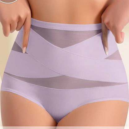 ✨ [Buy 1 Get 2 Free] Plus-Size High-Waist Cross Tummy-Control Shaping Panties – Anti-Roll Double Compression | S to 4XL