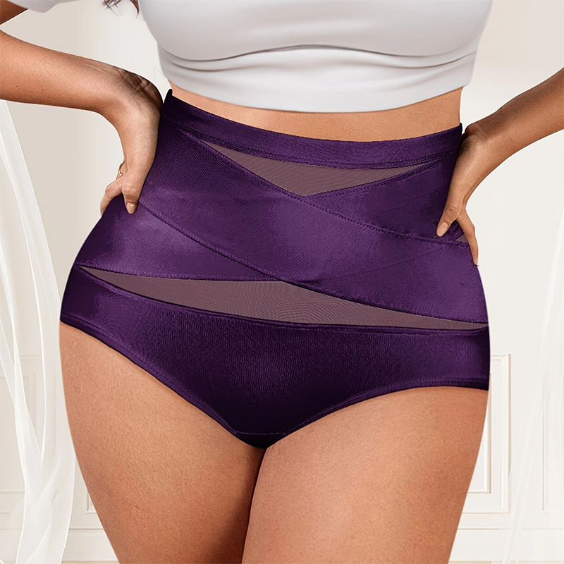 ✨ [Buy 1 Get 2 Free] Plus-Size High-Waist Cross Tummy-Control Shaping Panties – Anti-Roll Double Compression | S to 4XL