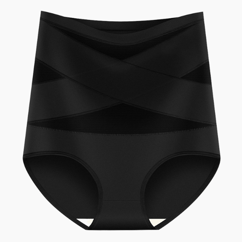 ✨ [Buy 1 Get 2 Free] Plus-Size High-Waist Cross Tummy-Control Shaping Panties – Anti-Roll Double Compression | S to 4XL