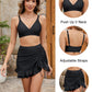 👙💥Damski Komplet Bikini w Kratkę z Wysokim Stanem i Kontrolą Brzucha