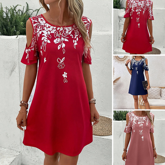 🔥👗【S-2XL】Sukienka midi z kwiatowym nadrukiem i wyciętymi rękawami