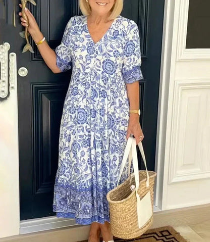 🔥Idealna na lato👗Sukienka w stylu bohemy z dekoltem w szpic