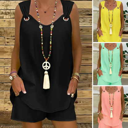 2-częściowy zestaw bez rękawów z podkoszulkiem i szortami