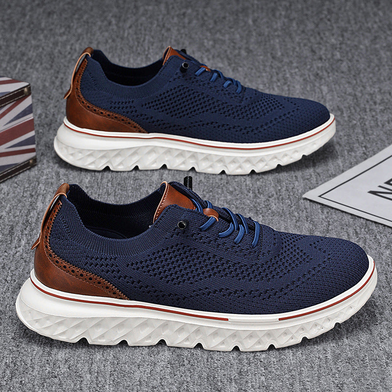 Fliwos Men’s Breathable Lightweight Knit Patchwork Sneakers