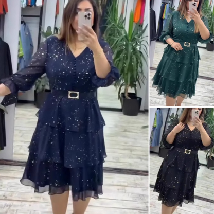 🔥😍[S–4XL]🥳Sukienka z dekoltem w serek sięgająca do kolan👗