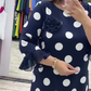 Plisowana sukienka damska z nadrukiem patchworkowym i w kropki