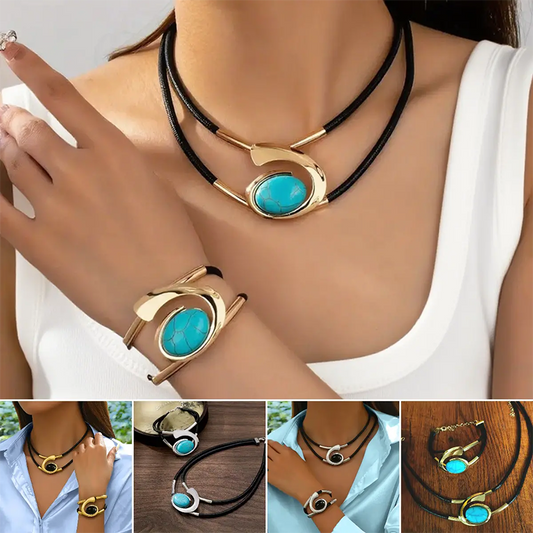 📿 Zestaw: naszyjnik i bransoletka – styl vintage boho