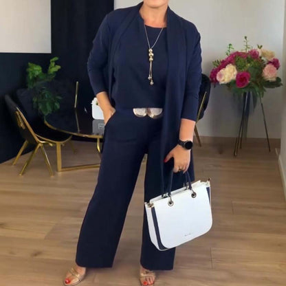 Women's Elegant 3-Piece Lounge & Travel Set (Cardigan, Top & Pants)