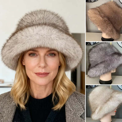👒Elegancka, ciepła czapka z miękkiego sztucznego futra