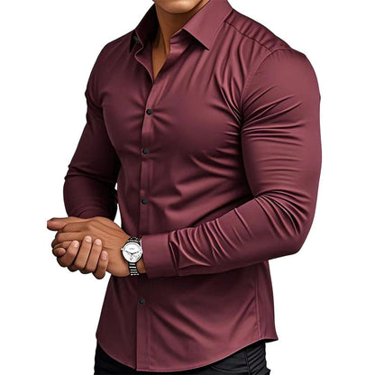 ⏰Men's Solid Color Lapel Long Sleeve Button-Down Shirts