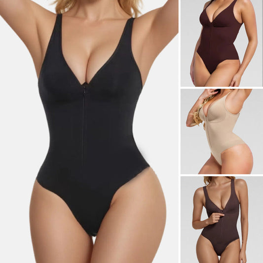 (Rabat 100 zł)🌿Bezszwowy body modelujący z zamkiem błyskawicznym, wyszczuplający brzuch