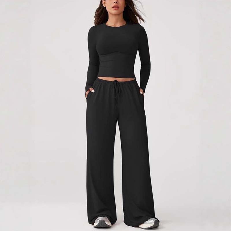 ⏰Women's Casual Crop Top & Drawstring Pants Set