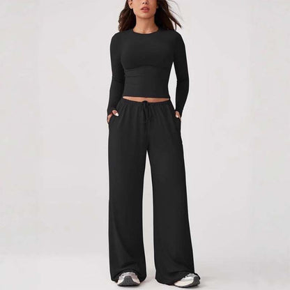 ⏰Women's Casual Crop Top & Drawstring Pants Set