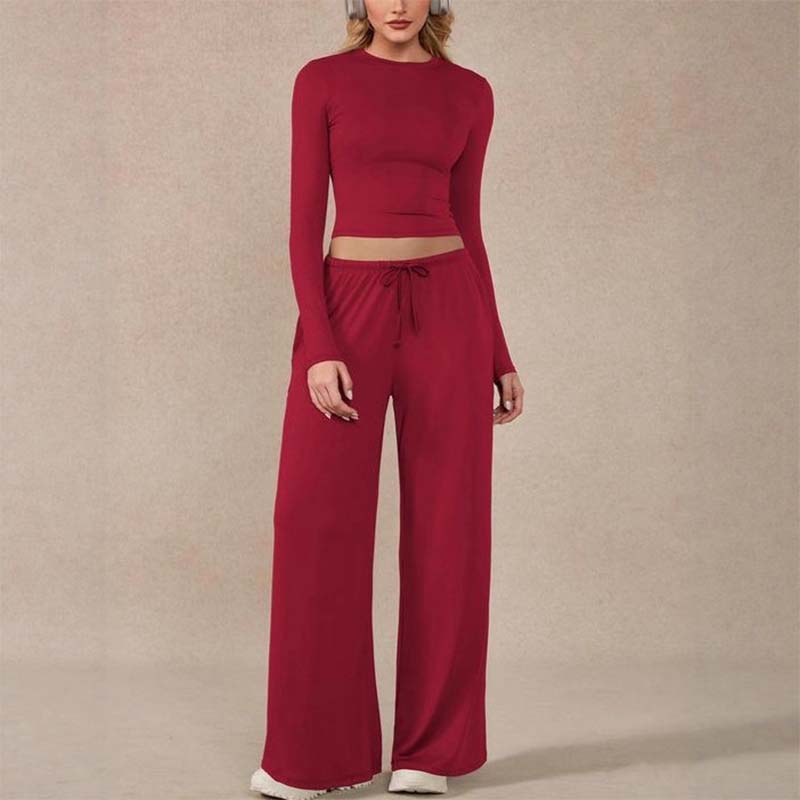 ⏰Women's Casual Crop Top & Drawstring Pants Set