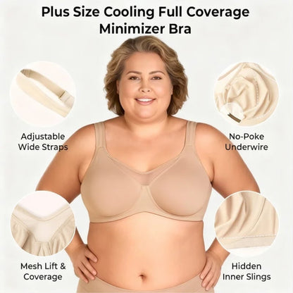 Women's Plus Size Cooling Minimizer Bra - Full Coverage & Breathable Support