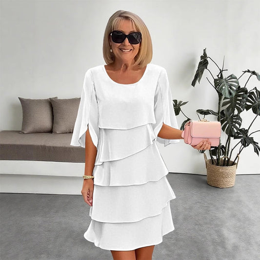 🎁Elegancka sukienka warstwowa z rękawami z falbanami dla kobiet
