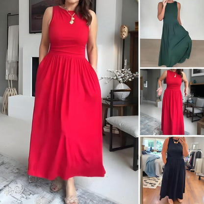 📢📢50% zniżki!! ⏰Elegancka długa sukienka z okrągłym dekoltem dla kobiet 👗