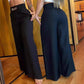 Women's High-Waist Wide-Leg Trousers with Belt Accent