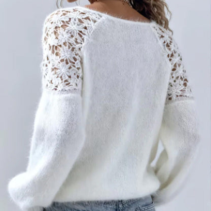 ⏳Time-Limited Special⏰Women's Crochet Lace Lantern Sleeve Sweater👚🌸