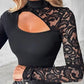 🔈🔈 NOWOŚĆ 50% RABATU🌸 Damski top z asymetrycznymi wycięciami i koronkowymi rękawami👚