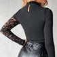 🔈🔈 NOWOŚĆ 50% RABATU🌸 Damski top z asymetrycznymi wycięciami i koronkowymi rękawami👚