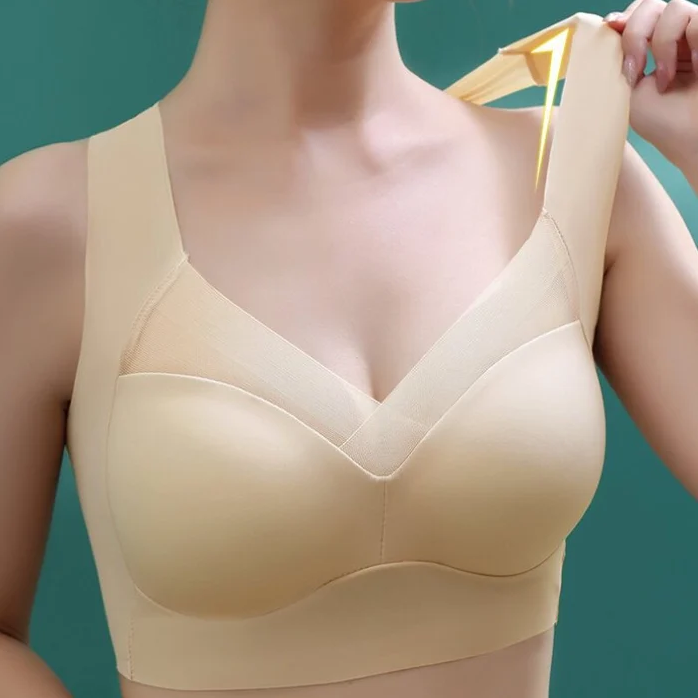 Women's Seamless Wireless Push-Up Bra with Back Smoothing & Natural Lift