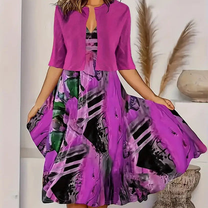 🔥Oferta ograniczona: 50% zniżki💎👗Dwuczęściowy zestaw damski – krótki kardigan i sukienka bez rękawów, eleganckie i wyrafinowane😍