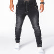 Men's Slim-Fit Denim Joggers with Zipper Pockets