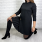 ✨ Naturalna elegancja: elegancka sukienka z długimi rękawami, wstawkami i plisami – idealna na każdą okazję ✨