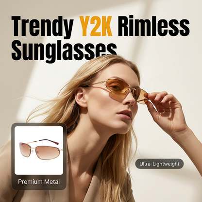 Okulary przeciwsłoneczne bez oprawek w stylu retro Y2K dla kobiet