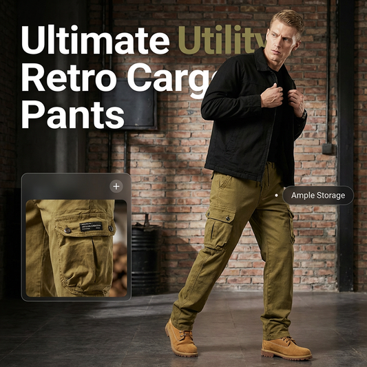Męskie spodnie cargo w stylu retro z wieloma kieszeniami