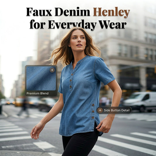 Damski, przewiewny, casualowy top w stylu jeansowym