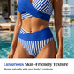 【S-3XL】🏊‍♀️ Bikini z blokami kolorów i paskami – modny dwuczęściowy kostium na plażę