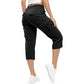 Damskie lekkie spodnie cargo capri